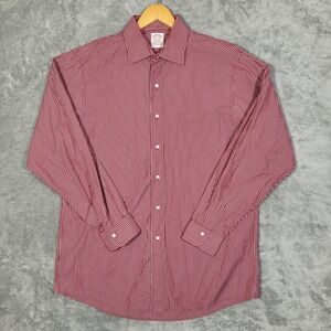Brooks Brothers Shirt Mens 16 4 Long Sleeve Button Dress Red Stripe Cotton
